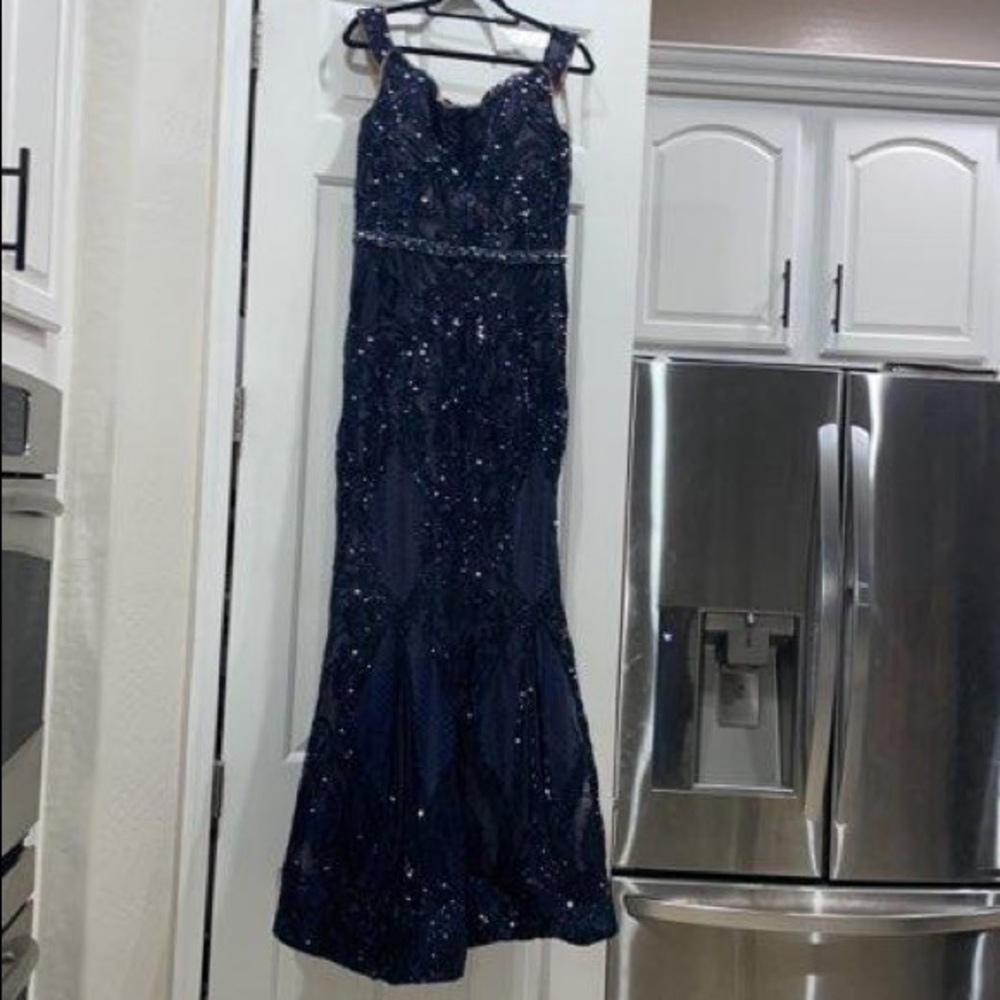 Jovani mermaid sequins navy dress